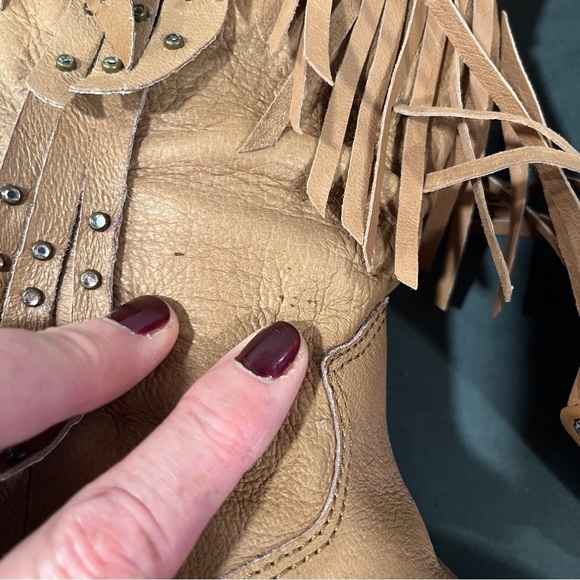 NWT Santa Fe Boot sz 8 tan leather fringed bling cowgirl boots - Picture 15 of 16